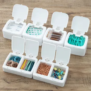 SHIMOYAMA Two Types Portable Small Parts Office Plastic Storage Box Bins White Press-to-open Dental Retainer Denture Storage Box