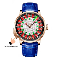 Montre mécanique à roulette avec logo personnalisé OEM ODM, mouvement automatique NH35, cadran rotatif de casino, acier inoxydable 316L, bracelet en cuir