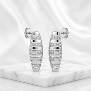 Boucles d'oreilles en or blanc avec diamants ronds taille brillant, unisexe, luxe, pour usage quotidien, couleur D, diamants de laboratoire, or massif 9 carats, certifiées AIGS - Product Image 1