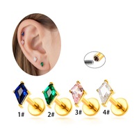 Perhiasan Tindik Telinga Tragus Helix Titanium G23 F136 16G Warna CZ