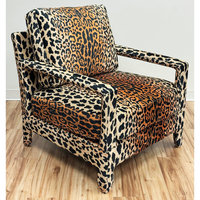 Fauteuil vintage italien de luxe en velours imprimé léopard, chaise d'appoint antique pour salon, chaise de loisirs style ferme pour chambre à coucher