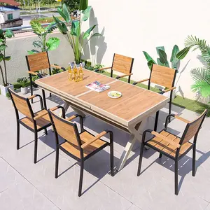 XY Meilleur ensemble de meubles de jardin en bois et métal en plastique moderne-Table et chaise de bistro extensibles pour l'extérieur en bois pliant