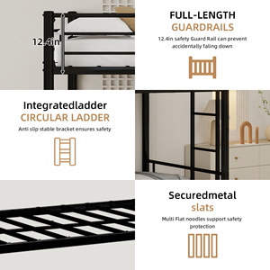 <span class=keywords><strong>Lit</strong></span> superposé double moderne réglable avec <span class=keywords><strong>lit</strong></span> <span class=keywords><strong>gigogne</strong></span>, cadre en fer robuste, barrières de sécurité et échelles pour enfants et adultes, usage domestique - Product Image 5
