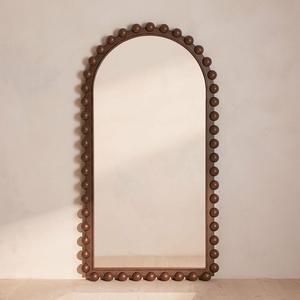 Decorative Bobble Frame Solid Dark <strong>Oak</strong> Wood <strong>Round</strong> <strong>Mirror</strong> for the Wall - Product Image 6