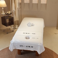 Ensemble de 3 housses de table de massage blanches personnalisées de couleur unie pour salon de beauté