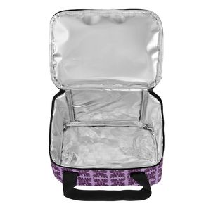 Sac à déjeuner isotherme en nylon avec doublure en film d'aluminium, motif Ulu violet hawaïen, petit format personnalisé, à poignée courte - Product Image 5