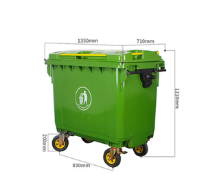 Poubelle à roulettes en plastique de 660 L avec couvercle, fabriquée en Chine, vente en gros, bac de recyclage robuste, chariot à ordures mobile - Product Image 2
