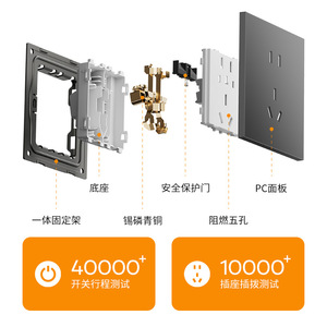 ปลั๊กไฟติดผนังนานาชาติ 86 มม. แบบเดี่ยวและแบบคู่ 5 รู พร้อมพอร์ต USB ฉนวนกันไฟ - Product Image 5