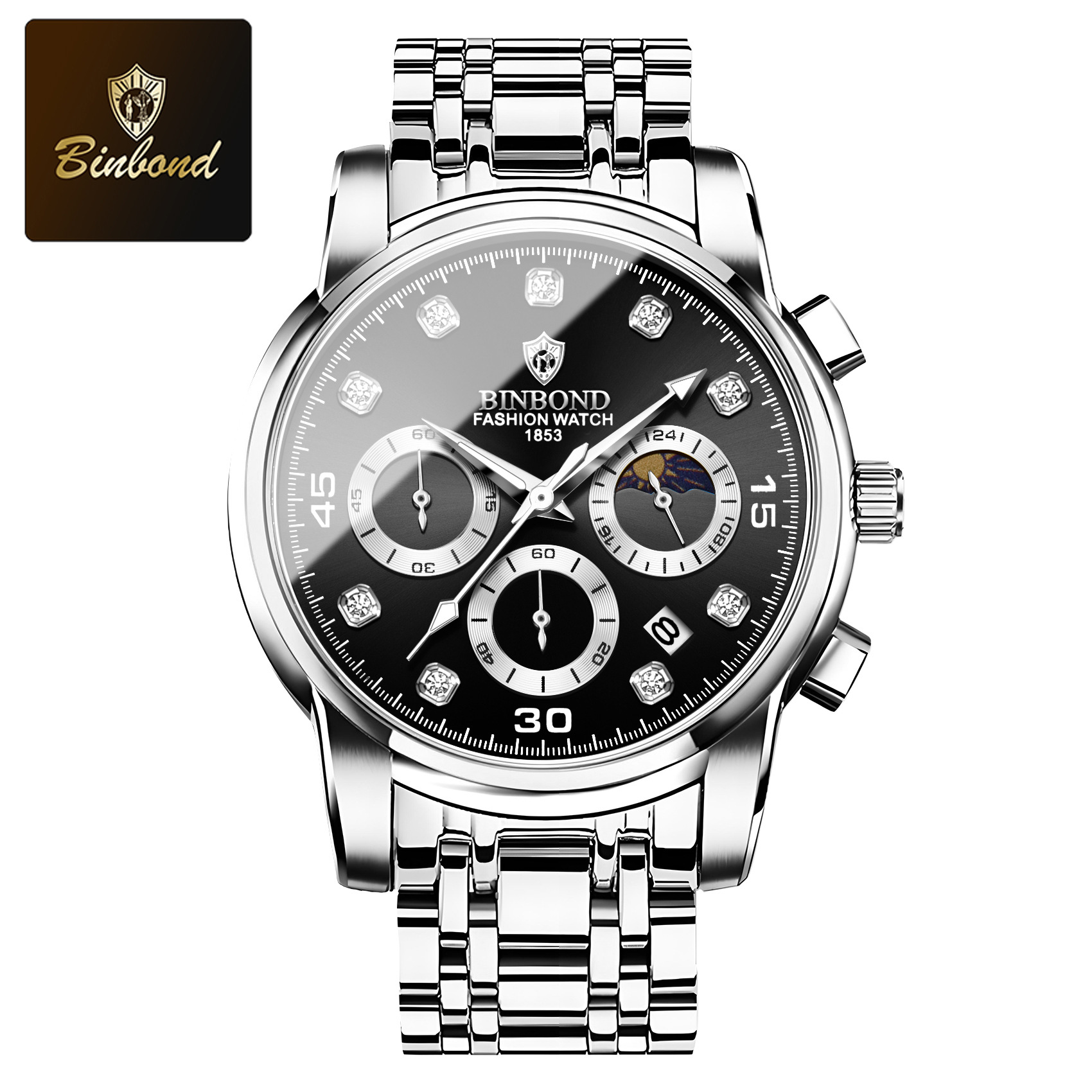 Cadran blanc acier-noir