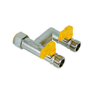 Vanne d'arrêt de gaz en laiton personnalisée de 1/2 pouce - 3 voies avec interrupteur pour raccords de conduite de gaz - Product Image 1