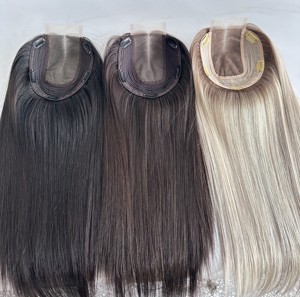 Spitzen-Topper mit gewebtem Rücken, 100 % Remy Echthaar, unbehandelt, chinesisches Glatthaar, Highlight <span class=keywords><strong>Blond</strong></span>, Clip-in-Haarteil 6x7'' 8x8'', unsichtbare Knoten - Product Image 1