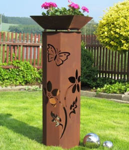 Weathering Corten Steel Art Deco Waterproof Outdoor LED Garden Path Bollard Lamp <b>Light</b> Sculpture Decorative <b>Post</b> - Product Image 4