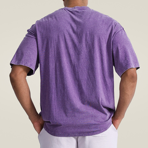 Summer Men's Oversized <strong>Plain</strong> T-shirt Plus Size Men's Acid Wash T-shirts Graphic Casual Washed T-shirts for Men Manufacturer - Product Image 3