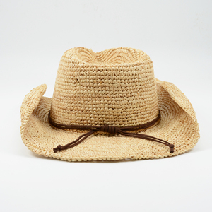 Chapeau de soleil de cowgirl pour femmes chapeau de plage de protection UV de style national de voyageur en raphia avec garniture de perles chapeau de cowboy d'été - Product Image 5