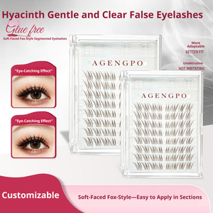 AGENGPO <span class=keywords><strong>Pestañas</strong></span> Postizas Hechas a Mano <span class=keywords><strong>de</strong></span> Lujo, Naturales, Negras y Marrones, Sin Pegamento, Estilo Micro Fox, Naturales, Alargadoras y Ligeras - Product Image 1