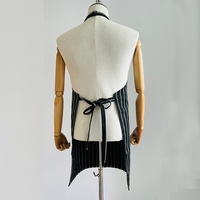 Tablier de cuisine en coton et polyester à rayures noires/blanches, tendance, avec poches pour hommes et femmes