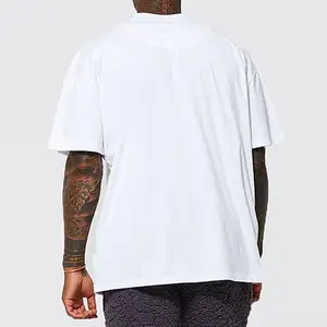 T-shirt personnalisé de haute qualité pour hommes à col montant grande taille T-Shirt vierge à épaules tombantes de luxe en 100% coton lourd pour hommes