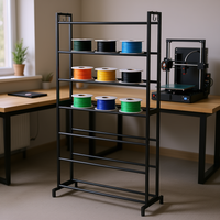 Rak Penyimpanan Filamen Printer 3D 7 Tingkat dari Baja dengan Penyangga Gulungan untuk Mengatur Aksesori Filamen Printer