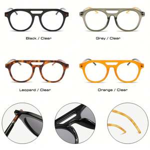 Lunettes de soleil rétro tendance 2025 personnalisables avec logo, pour femmes et hommes, style punk, protection UV400, verres dégradés transparents, double pont, rivets pilote - Product Image 6