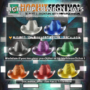 Cappelli LED Luminosi da Cowgirl e Cowboy con Paillettes, Impermeabili, <span class=keywords><strong>per</strong></span> Scuola, Ramadan, Natale, Halloween, Costume, Cosplay, Matrimonio, Feste e Eventi (Acquisto all'ingrosso) - Product Image 2