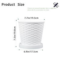 Plateau de pot de fleurs extra large en résine plastique tressée, durable, avec trou de drainage, design traditionnel, pour plantes d'intérieur et succulentes