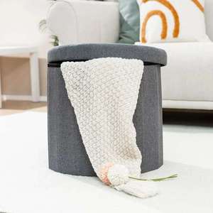 Banc de rangement pliable en lin nordique, repose-pieds rembourré, <span class=keywords><strong>tabouret</strong></span>, <span class=keywords><strong>coffre</strong></span> à jouets pliable, banc de bout de lit en tissu pour chambre à coucher - Product Image 6