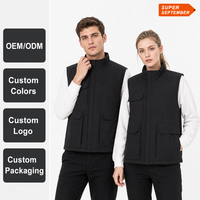 Gilet matelassé chaud d'hiver personnalisé avec logo pour hommes et femmes, col montant, multipoches, veste sans manches de travail, vêtement de travail OEM ODM