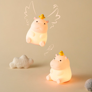 Gift Home Desk Kids Lamp Soft Silicone Hippo Night <b>light</b> with 2-Level Dimming Warm White Emittance for baby bedroom - Product Image 6