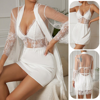Nouvelle arrivée, ensemble de nuisette et robe de mariée sexy, ensemble de vêtements d'intérieur d'été, nuisette en satin soyeux à bretelles, vêtements de nuit pour femmes
