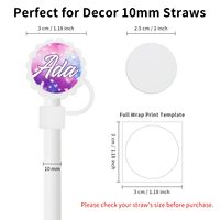 Cache-pailles vierges pour sublimation en gros, couvre-pailles personnalisés en silicone avec plaque ronde en aluminium pour accessoires de gobelets