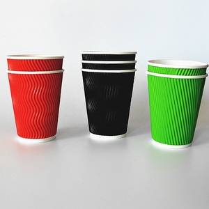 Vaso de Papel para Bebidas Calientes con Tapa, Personalizado con Logotipo, Ecológico, Desechable, de Papel Kraft, con Diseño de Ondas, Color Rosa Dorado - Product Image 4