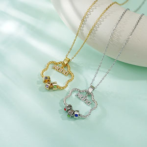 Collar de piedra de nacimiento de cadena de eslabones de moda personalizado para mujer, collar de promesa grabado con nombre para ella - Product Image 4