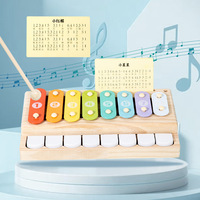 Montessori Wooden 2-in-1 Xylophone Piano Toy for Toddlers, Music Early Education Instrument with Mallets
