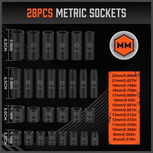 Juego de 50 Llaves de Impacto de 3/8\", Mango de Trinquete de Impacto, Tamaños SAE (5/16 a 3/4 Pulgadas) y Métricos (8-22 mm) para Mantenimiento de Vehículos - Product Image 4