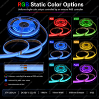 Bande LED COB RGB haute densité 576 LED/m, 12V 24V, flexible, sans points, à changement de couleur, pour salle de jeu, rétroéclairage TV, décoration