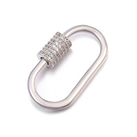 DIY fabrication de bijoux cuivre Micro incrusté Zircon elliptique brillant boutons mousqueton fermoir fait main accessoires pour bijoux à bricoler soi-même