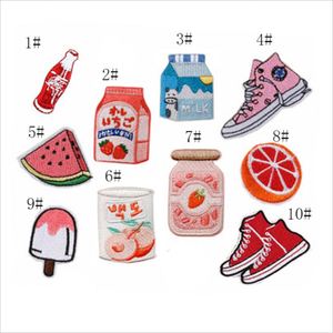Patch brodé auto-adhésif Kawaii, motif fruits et lait, pour vêtements d'enfants - Product Image 1