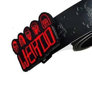 Hebilla de cinturón con diseño de logotipo de marca personalizado, forma de letra, esmaltada en rojo, estilo pin vaquero occidental 3D, hecha de acero de zinc para uso en prendas <span class=keywords><strong>Yogoo</strong></span> - Product Image 1