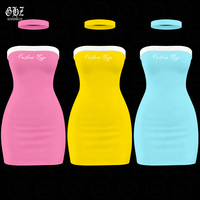 Ensemble 2 pièces d'été pour femme : Mini-jupe fourreau pliable sans bretelles et bandeau, style Y2K, par des fabricants de vêtements de créateur, personnalisable, pour tenue décontractée