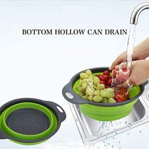 USSE Lot de 3 passoires pliables en silicone vert pour la cuisine Passoires de 6 pintes pour légumes - Product Image 6