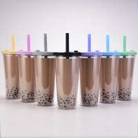 BOBA 700 ML gobelet Double couche grande capacité matériau de qualité alimentaire Transparent personnalisé paille Drinkware produit