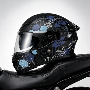 Casco de motocicleta integral con doble visera, carcasa resistente a impactos, gráficos en varios colores para adultos, para carreras callejeras - Product Image 6