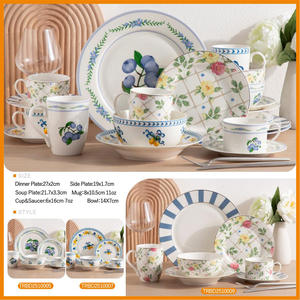 Fabricante chino de cerámica, juego de vajilla de porcelana de cerámica con diseño de uva morada, 16/18 piezas, elegante, estilo nórdico, con calcomanía personalizada, muestra OEM. - Product Image 6