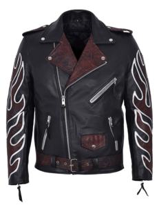 Chaqueta con Capucha para Hombre, Personalizada, 100% Cuero Nappa Rojo Genuino, Estilo con Capucha, Herrajes YKK, Marca Privada OEM/ODM - Product Image 1