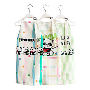 Tablier pour enfants Hello Panda, vert à carreaux, imprimé dessin animé, unisexe, pour enfants de 2 à 4 ans, polyester anti-salissure - Product Image 2