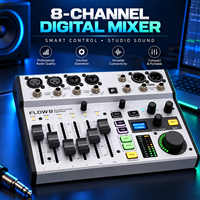 Console de mixage numérique Flow8 avec Bluetooth, mini mixeur audio numérique pour studio à domicile, enregistrement, podcast et streaming