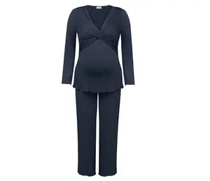Pijamas de maternidade de algodão, conjunto hospital, manga longa, gravidez, amamentação