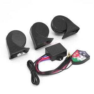 Klaxon musical de voiture 12V étanche 3 pièces klaxon d'escargot avec 10 tons contrôleur de klaxon pour voiture camion van moto SUV BUS - Product Image 1