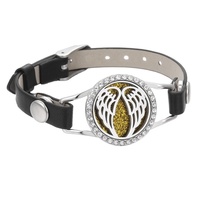 Bracelet diffuseur d'huiles essentielles en acier inoxydable, bracelet magnétique en cuir pour aromathérapie, bijoux pour hommes et femmes, cadeau