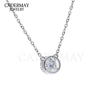 Cadermay Moissanite Necklace 1 Carat S925 Sterling Silver Bezel Setting For Women Everyday Wear - Product Image 2